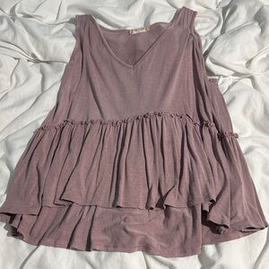 Altar'd State Dusty Purple Ruffle Tank Top